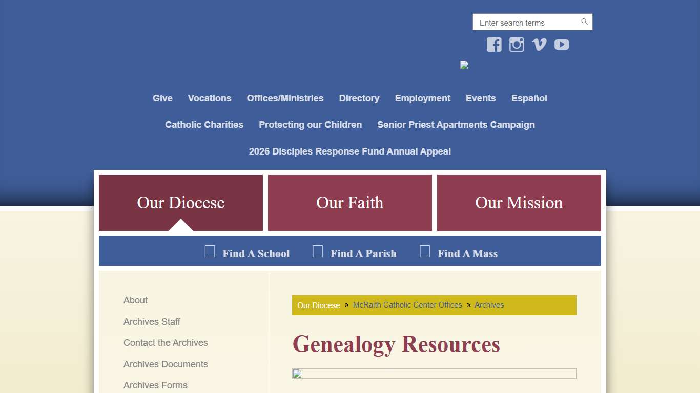 Genealogy Resources – Diocese of Owensboro